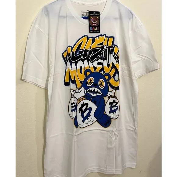 BAWS MENS T-SHIRT WHITE/BLUE/YELLOW XL T-SHIRT NWT - Picture 4 of 7